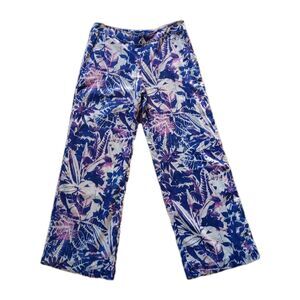 Tori Richard Womens Pants 12 Floral Lightweight Cotton Beaded Pockets Boho